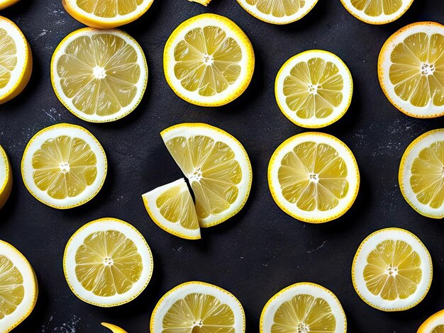 Citroenschijfjes achtergrond van gesneden citroen ai generatief
