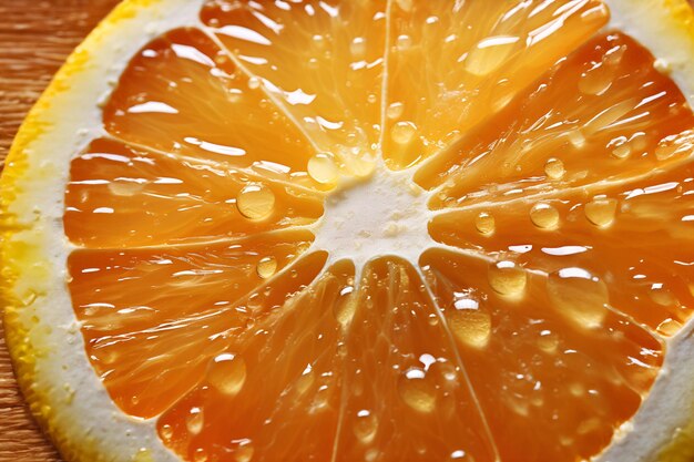 Citrus brilliance a glistening slice of orange in macro detail