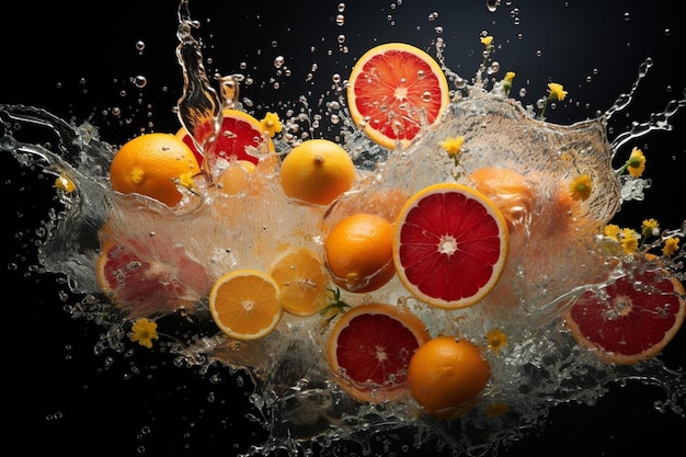 写真 citrus burst delight 高品質の新鮮なフルーツジュースの写真撮影