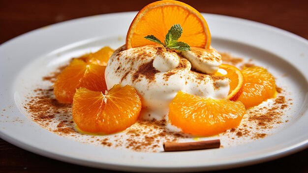 Citrus delight orange with white yogurt and cinnamon