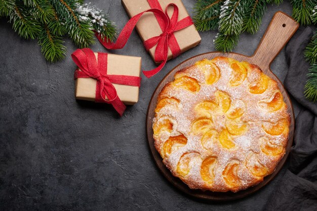 Citrus dessert holiday cake with tangerines