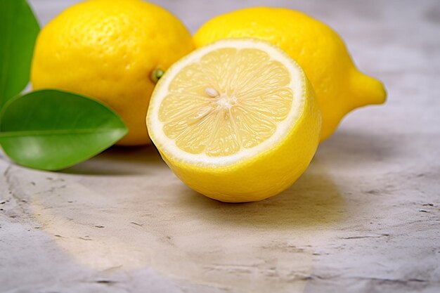 Foto citrus elegance limone fresco con consistenza di pietra bianca