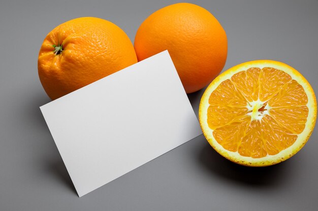 Citrus Elegance White Paper Mockup Enlivened by the Zesty Aura of Fresh Oranges