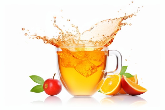 Citrus Elixir A Cup of Tea With Oranges and Cherries On a White or Clear Surface PNG Transparent Background