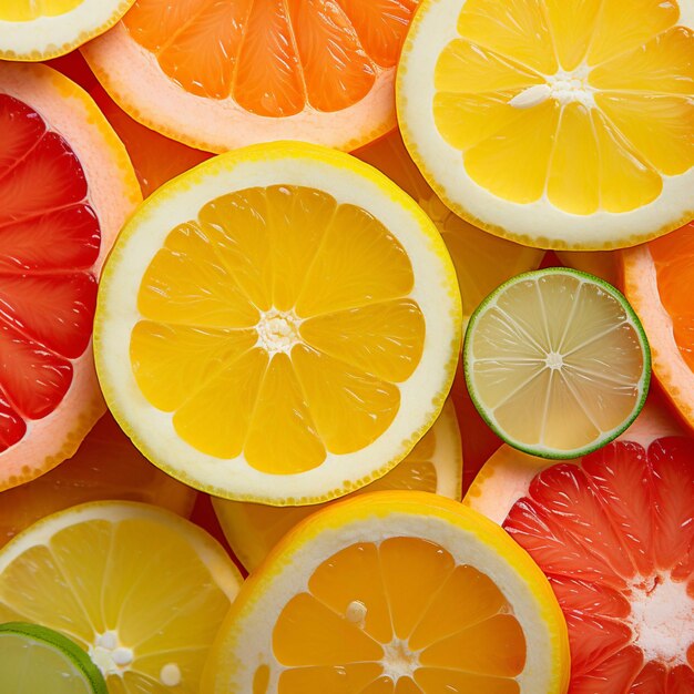 Citrus fruit background red grapefruit slices top view