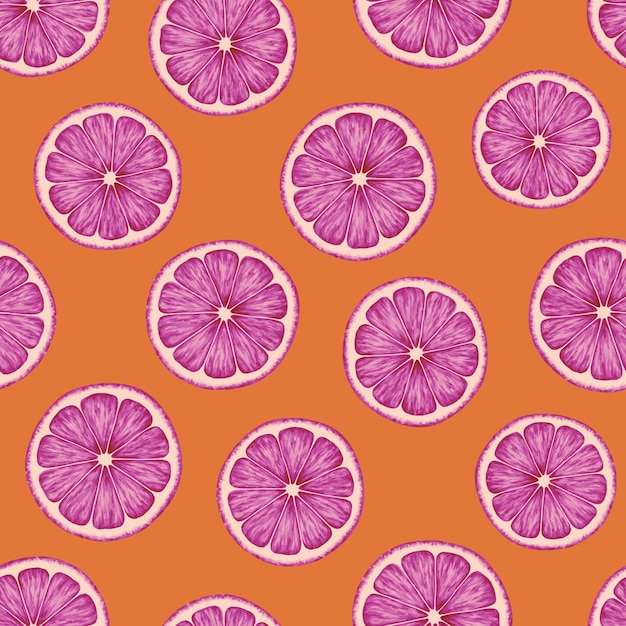 Photo citrus fruit seamless pattern colorful vivid print with juicy orange slices repeated luxury design for packaging cosmetic menu cafe textile realistic detailed illustration