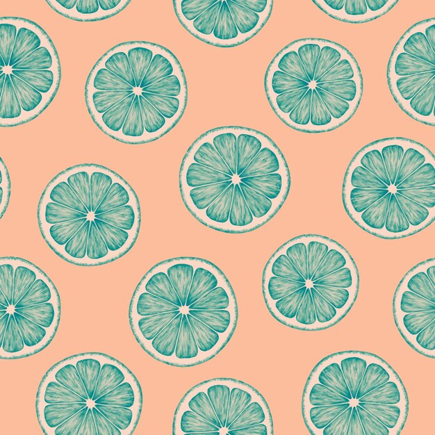 Citrus fruit seamless pattern Colorful vivid print with juicy orange slices Repeated luxury design for packaging cosmetic menu cafe textile Realistic detailed illustration