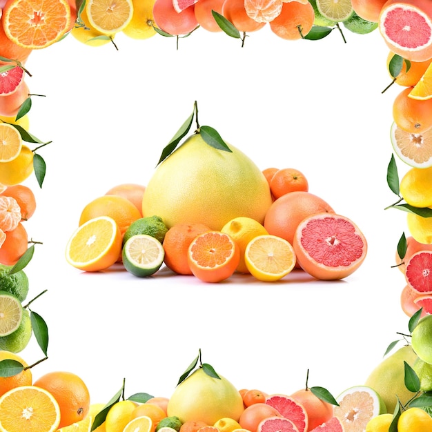 Citrus fruits on a white background