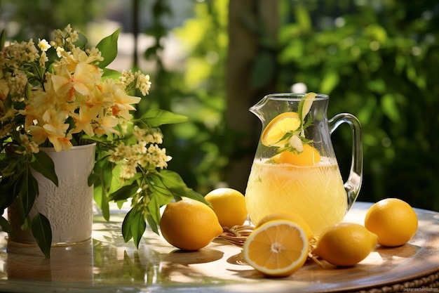 Citrus lemonade in garden setting