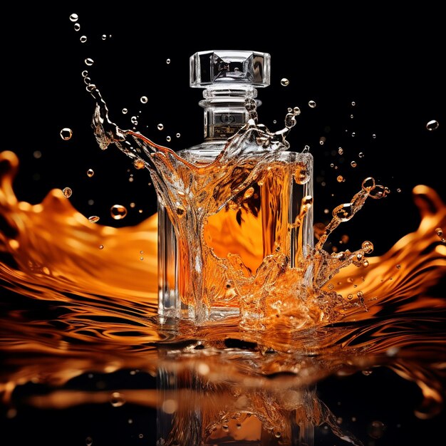 Photo citrus radiance crystal clear elegance in the symphony of orange perfume