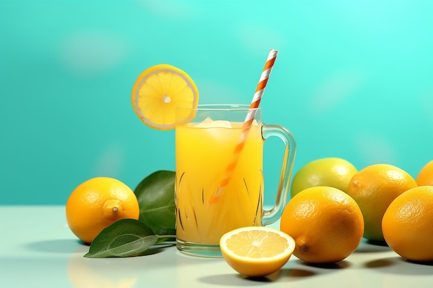 Photo citrus refreshment fresh orange juice in stylish glass