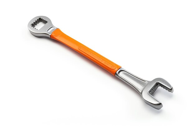 Photo citrus serenity a vibrant orange handled wrench against a clean white canvas on a clear png or white background