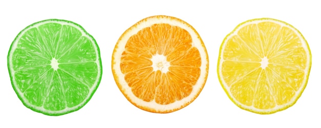 Citrus slices . Lime, orange and lemon.            - Image