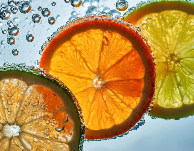 citrus slices in water