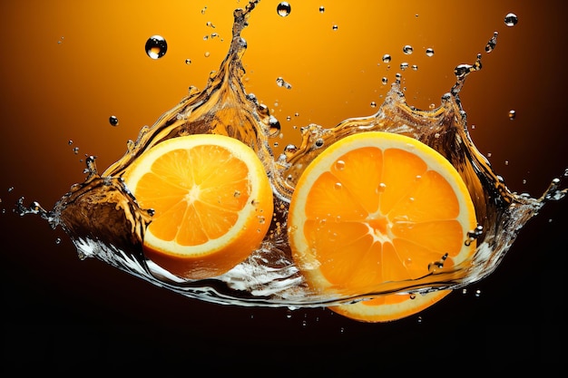 Citrus Splash Orange Juice Droplets in Motion