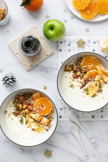 Citrus yogurt with caramelized nuts menu