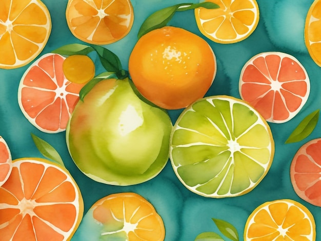 Citrus Zest Radiance Abstract Watercolor Background Bursting with Energy