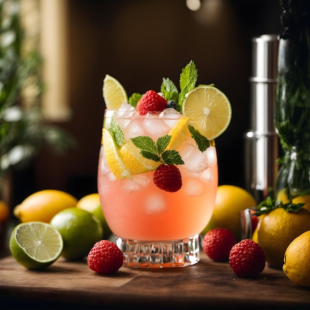 Освежающий коктейль Citrusy Delight с фруктами и льдом