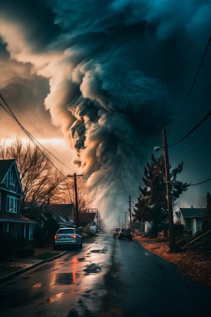 Foto città in apocalisse fumo distruzione caos oscurità