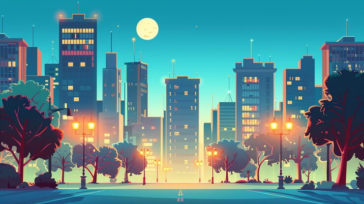 Photo city background in pixel style
