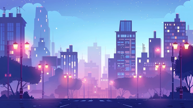 Photo city background in pixel style