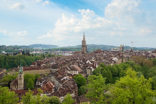 City of Bern skyline with nice beautiful sky in Bern, Switzerland. Europe.