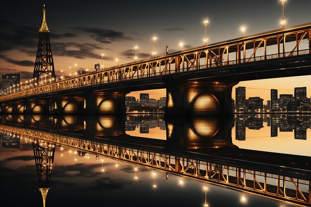 夜の街橋の景色