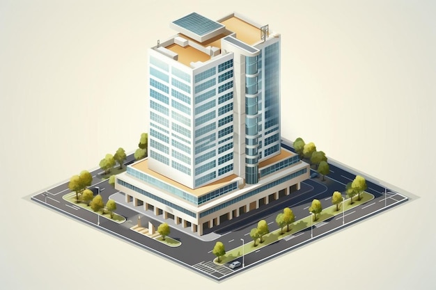 Photo city buildings d isometric projection for map