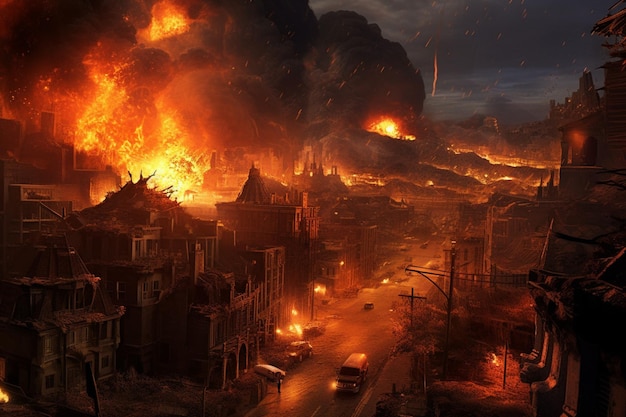 City burn explosion town