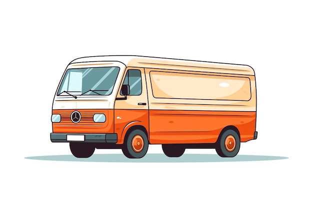 city bus stop scene moving day truck illustration