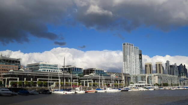 City by sea against sky