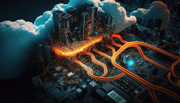 City Cable Circuit is a modern and innovative areas technology to connect businesses Ai generate