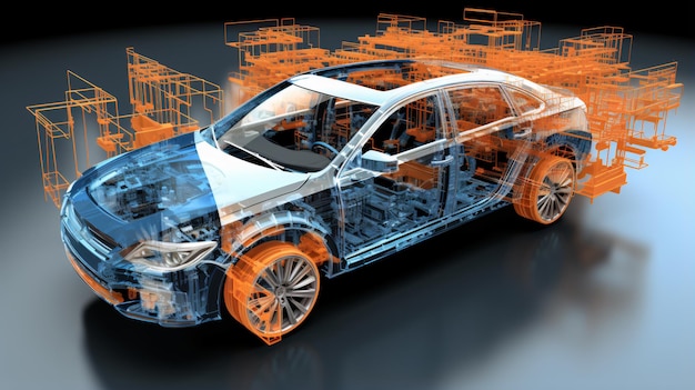 City car structure overview during driving