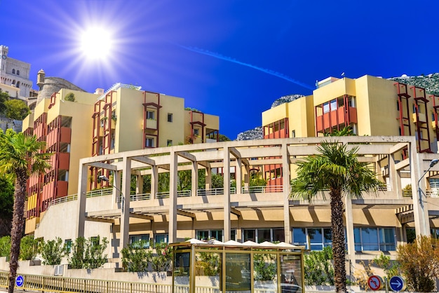 Photo city center street with houses and hotels la condamine montecarlo monaco cote d'azur french riviera