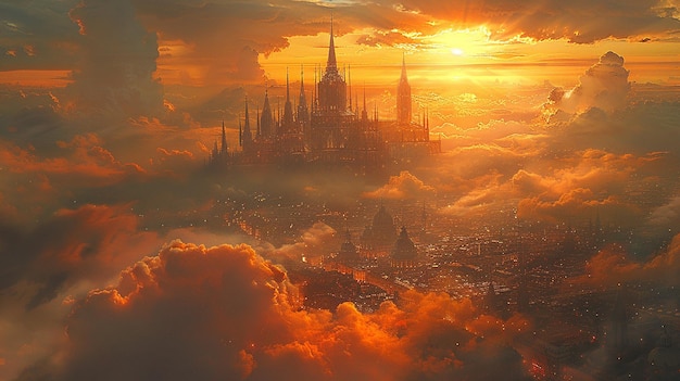 a city in the clouds by person