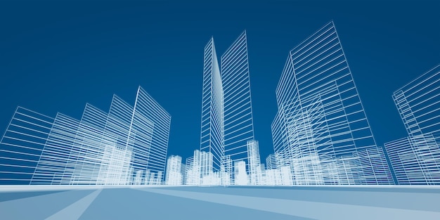 City concept 3d rendering