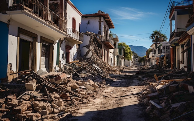 Photo city destroyed by an earthquake