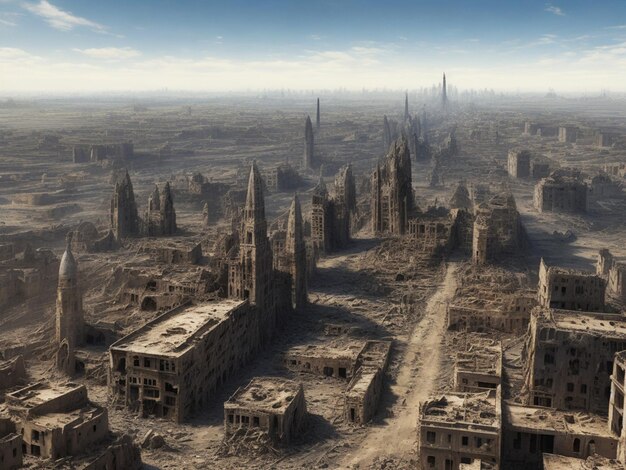 Foto una città distrutta da una terribile guerra