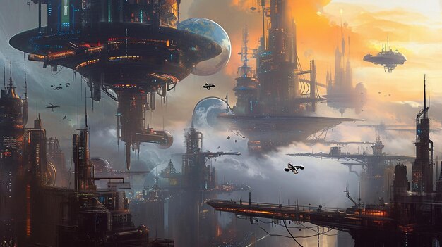 a city emerges with gravity defying structures and futuristic transport Generative Ai