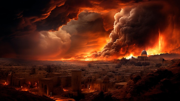 Photo city on fire