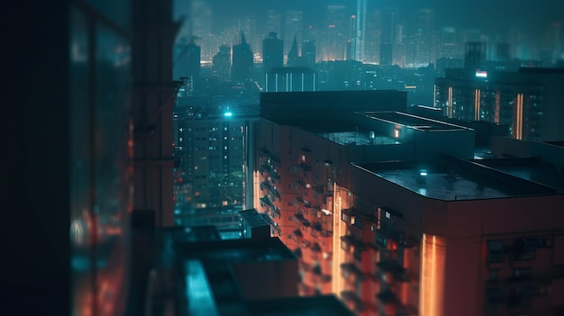 City from the future in cyberpunk style Futuristic city