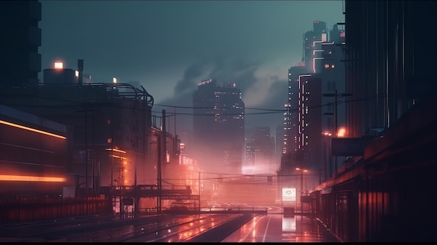 City from the future in cyberpunk style Futuristic city