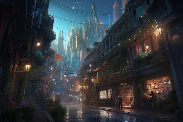 The city of the future by matte painting