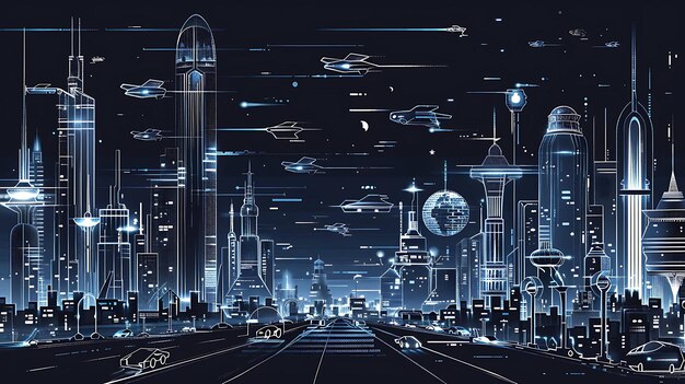 The city of the future is a gleaming metropolis full of towering skyscrapers and sleek futuristic vehicles