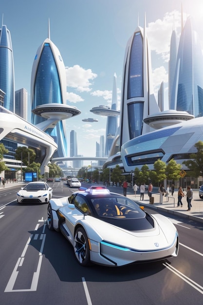Город будущего с беспилотными автомобилями