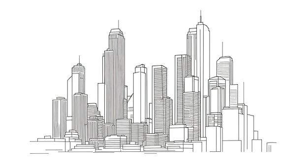 Photo city graphic black white cityscape skyline sketch generative ai