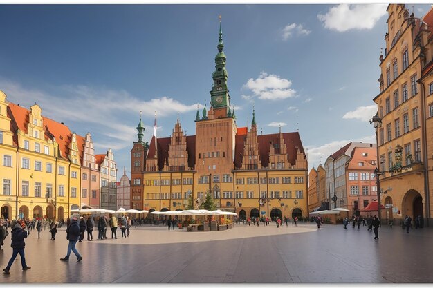 City hall on market square in wroclaw poland