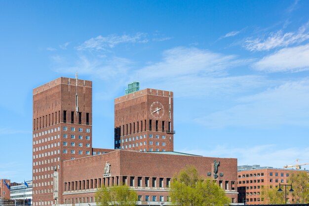 City hall in Oslo, Norway, on a sunny day.