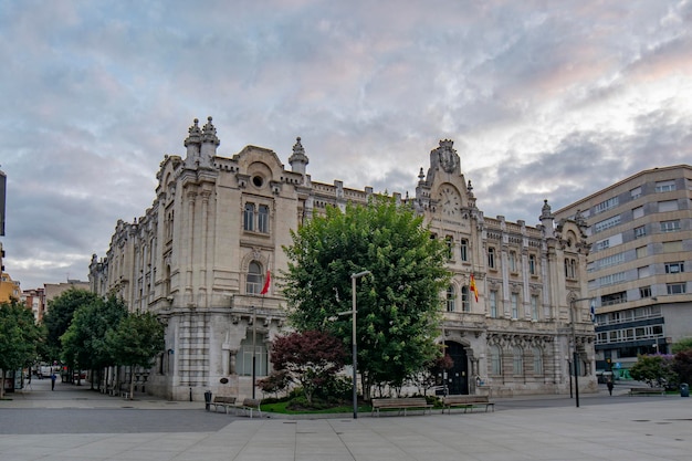 City Hall of Santander at sunrise at day cloudy