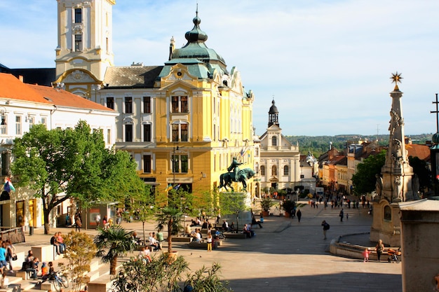 City Hall Square of Pecs in Hungary Pecs city in Baranya county World Heritage Site by UNESCO Hungary